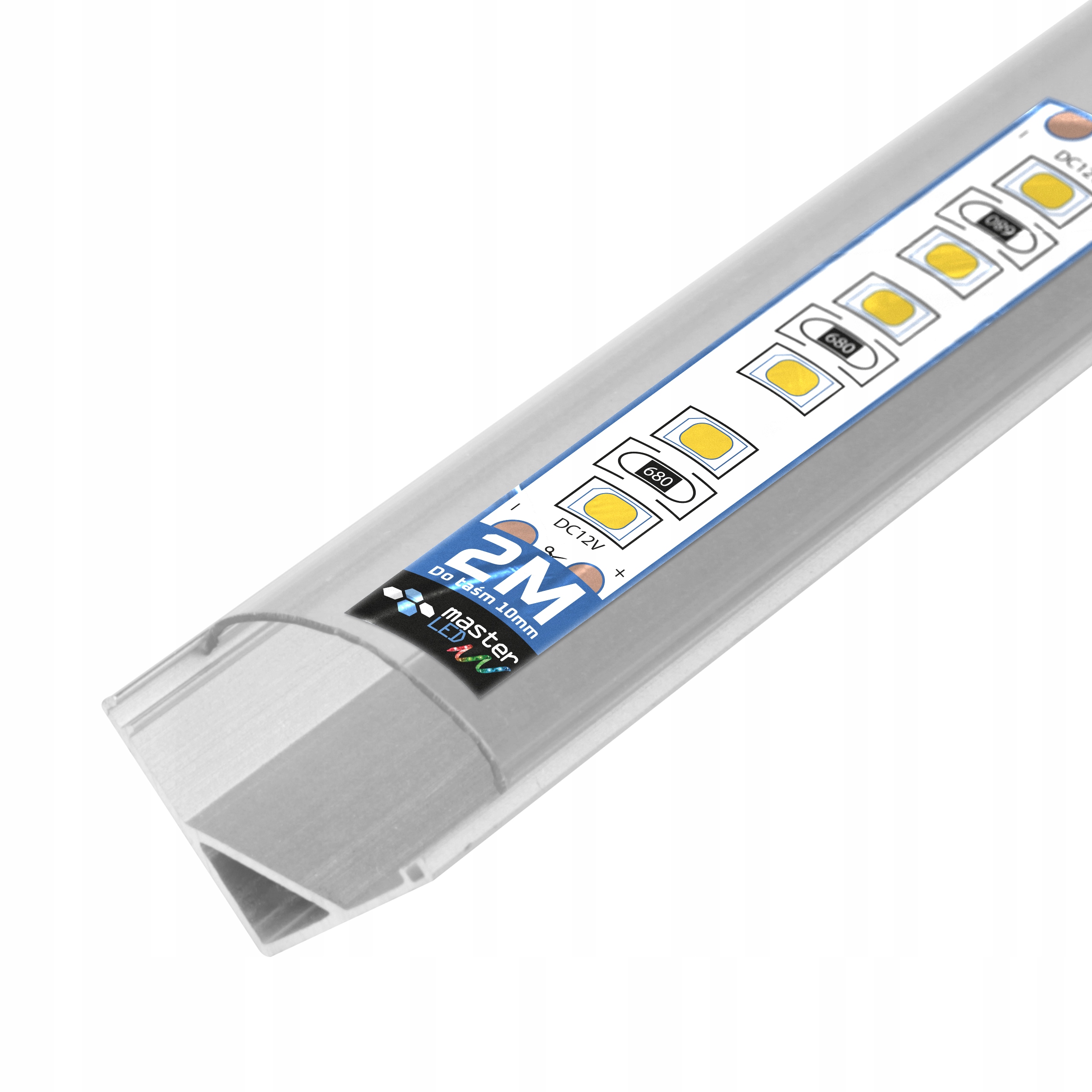 Profil LED narożny do TAŚMY LED Z KLOSZEM 2m aluminiowy kątowy