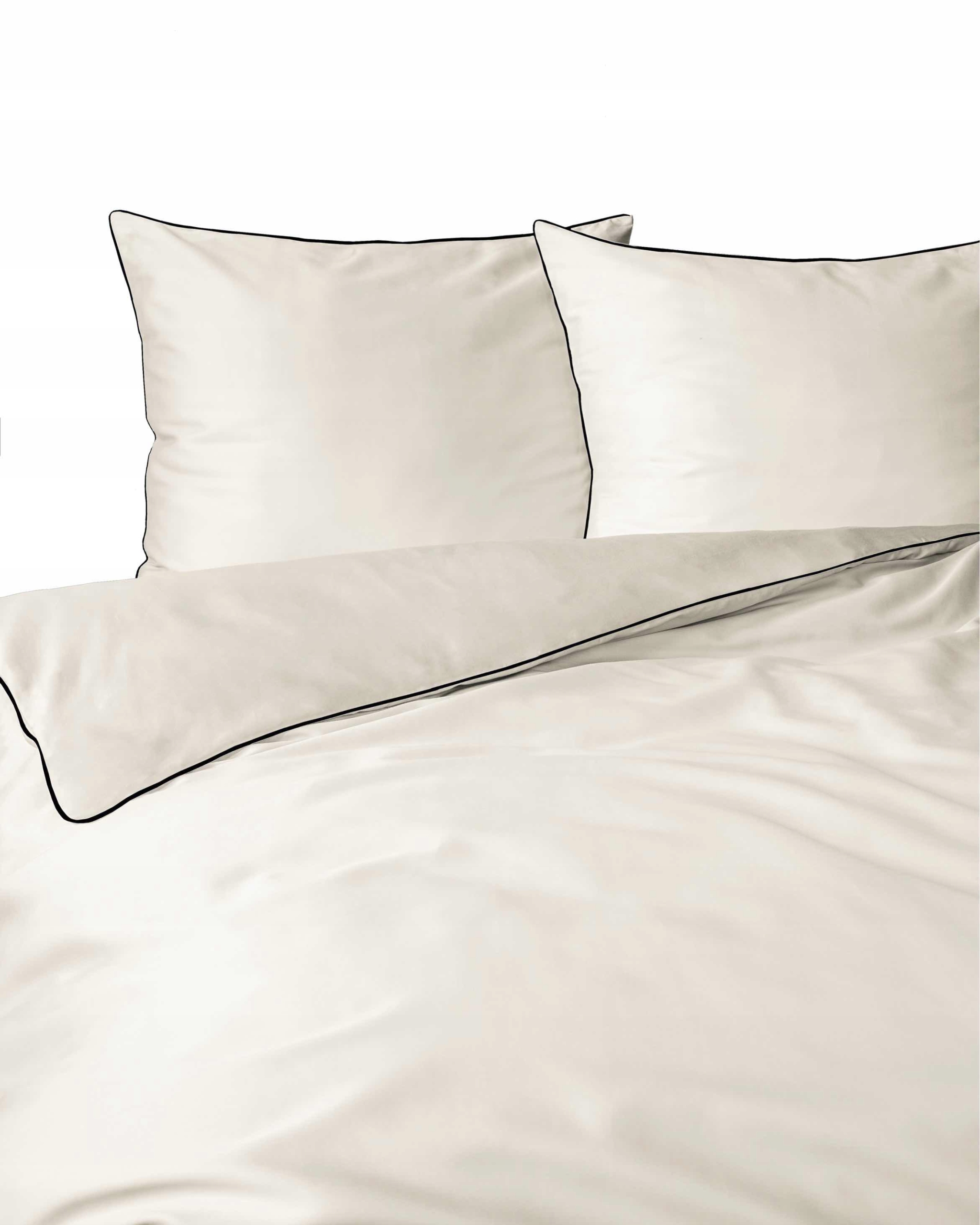 Pościel Makosatyna satynowa jednobarwna z lamówką 220x200 Kremowa Ecru Pure