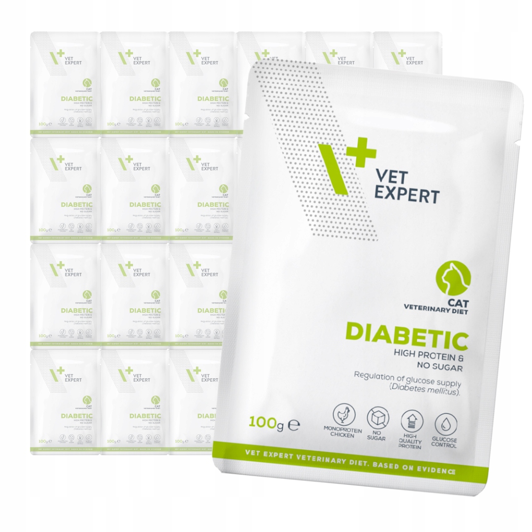 Levně VetExpert Veterinary Diet Diabetic 24x100g Mokré Krmivo Pro Kočky s diabetem
