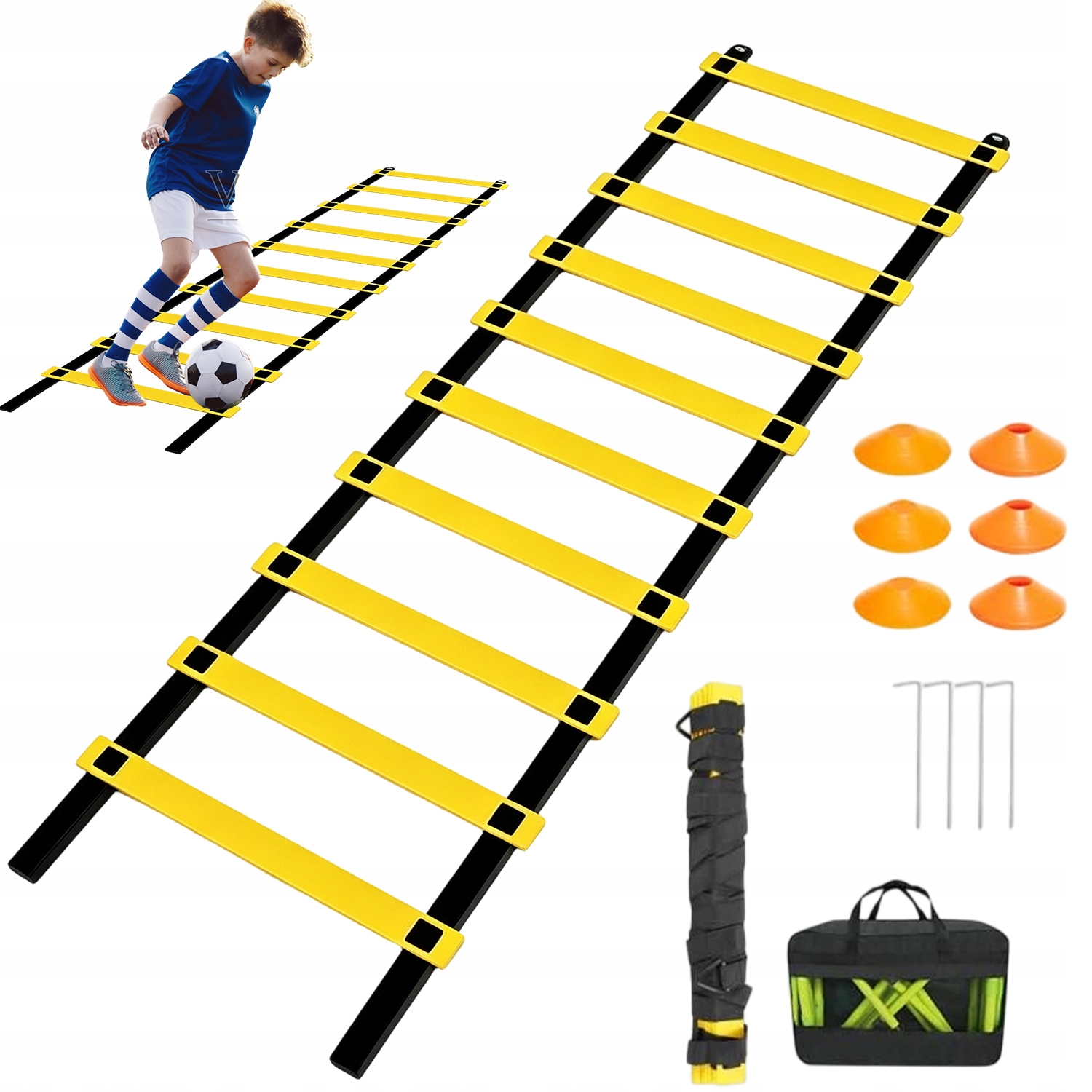 Sada Pro Trénink Fotbalové Agility, Žebřík, 6 Kuželů, 6 Plotů