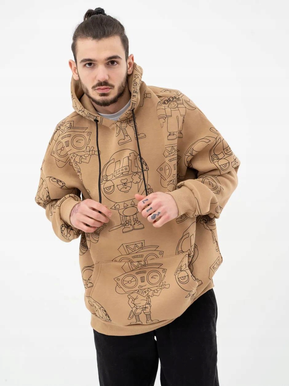

Bluza Z Kapturem Oversize Breezy Beżowa Brązowa M