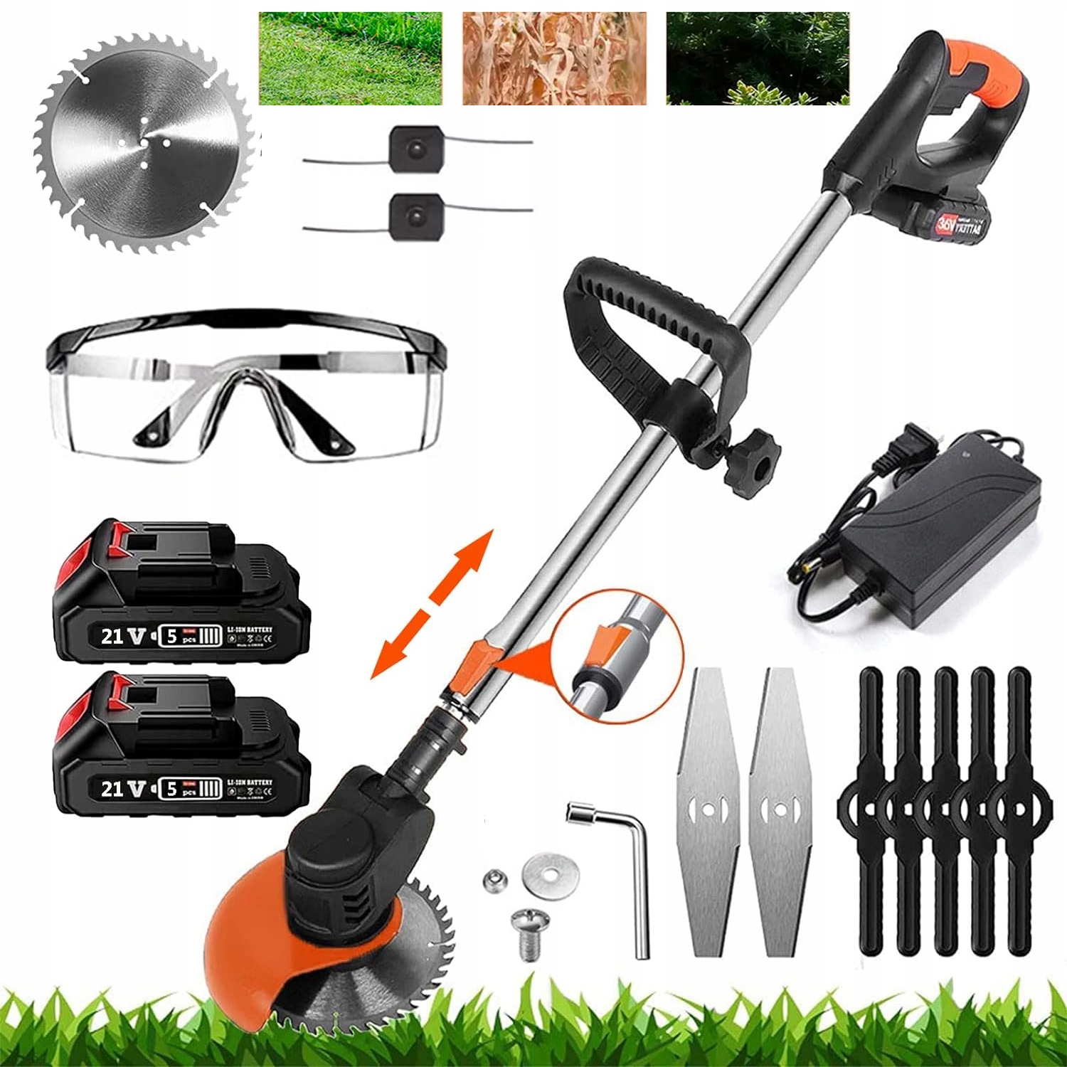 Podřezávač Na Trávy Křovinořez Akumulátorový Elektrický Zahradní 2xAKU 24V 15CM
