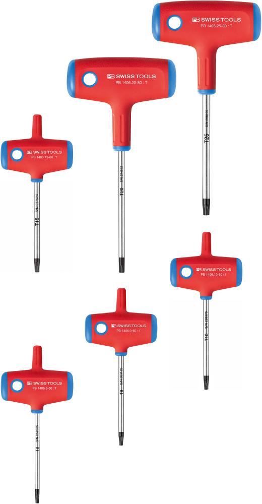 Sada šroubováků Torx Pb Swiss Tools s příčnou rukojetí, 6 ks T8-25