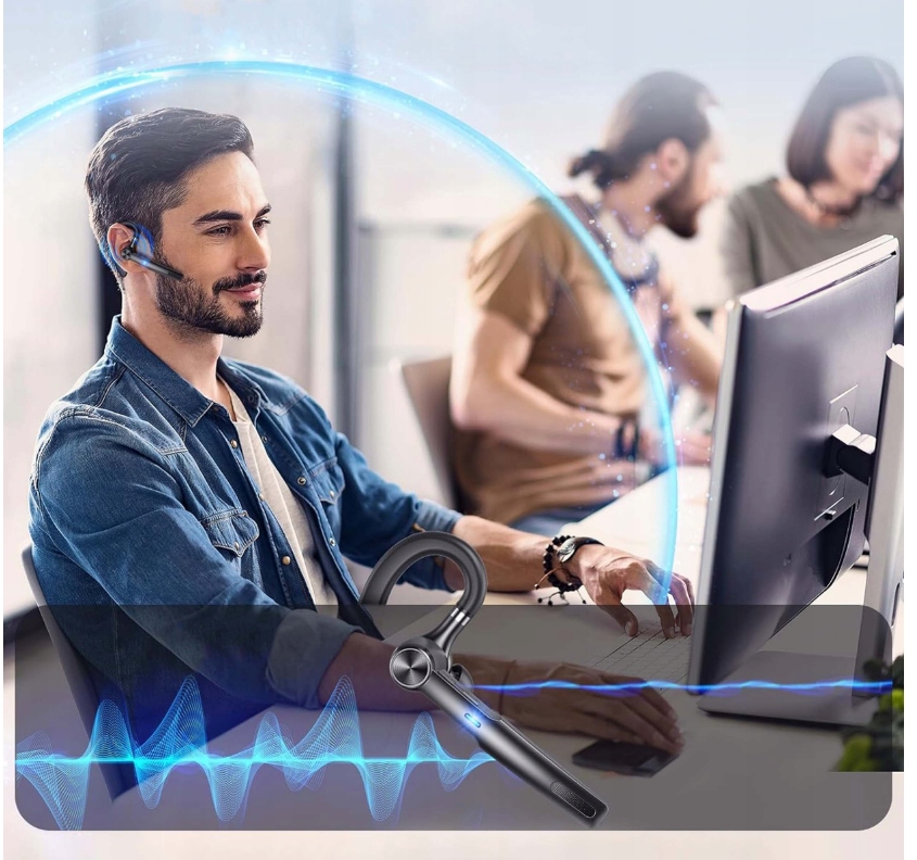 ZESTAW SŁUCHAWKOWY BEZPRZEWODOWY BLUETOOTH 5.1 SŁUCHAWKA DO ROZMÓW TELEFONU Kolor czarny