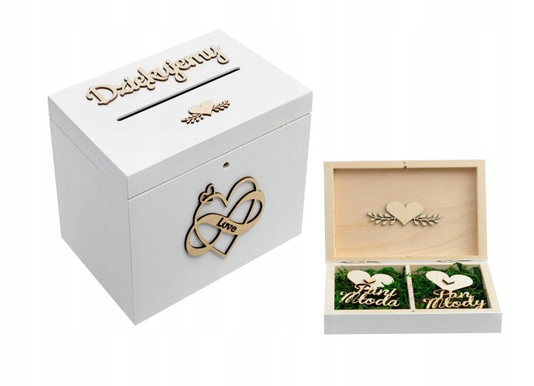 Деревенская Коробка На Конверты И Обручальные Кольца Белое