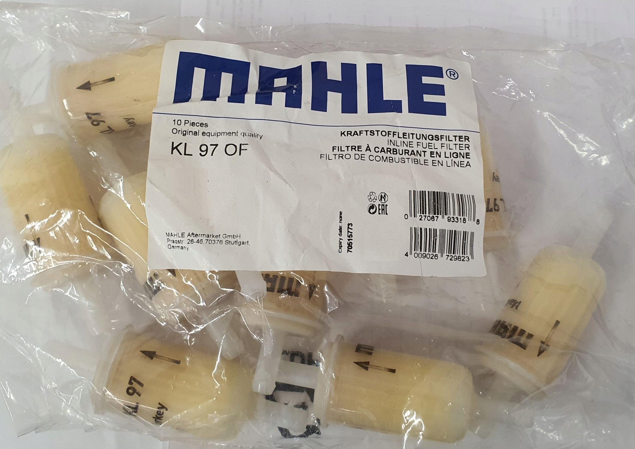 MAHLE KL97 KL 97 ПАЛИВНИЙ ФІЛЬТР БЕНЗИНОВИЙ ФІЛЬТР