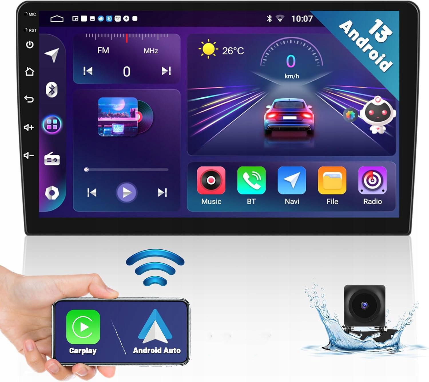 Automobilové rádio Hikity Automobilové rádio 9" s Androidom Navigácia 2-DIN