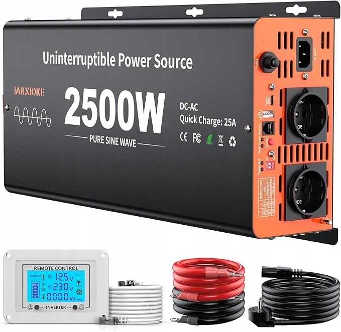 Invertor menič napätia 2500W 12V Čistý sínus|UPS|Nabíjačka 25A