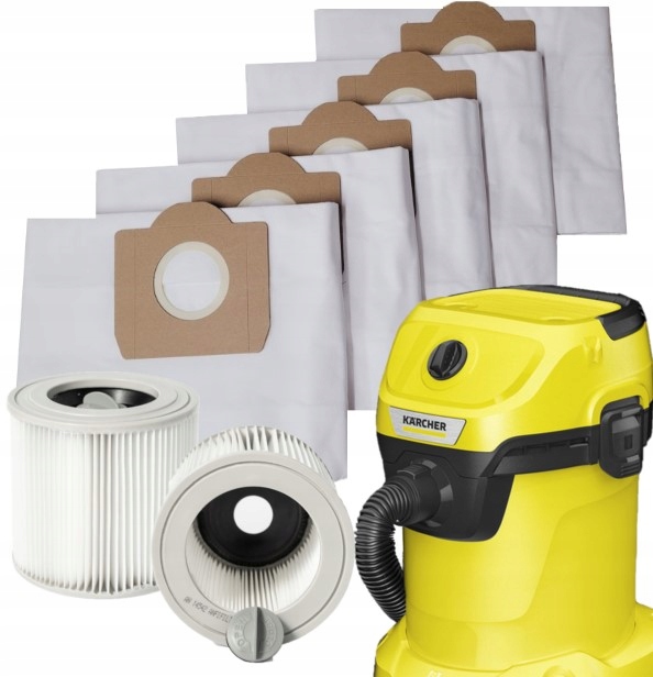 5x WORKI+FILTR ZMYWALNY do odkurzacza KARCHER WD3