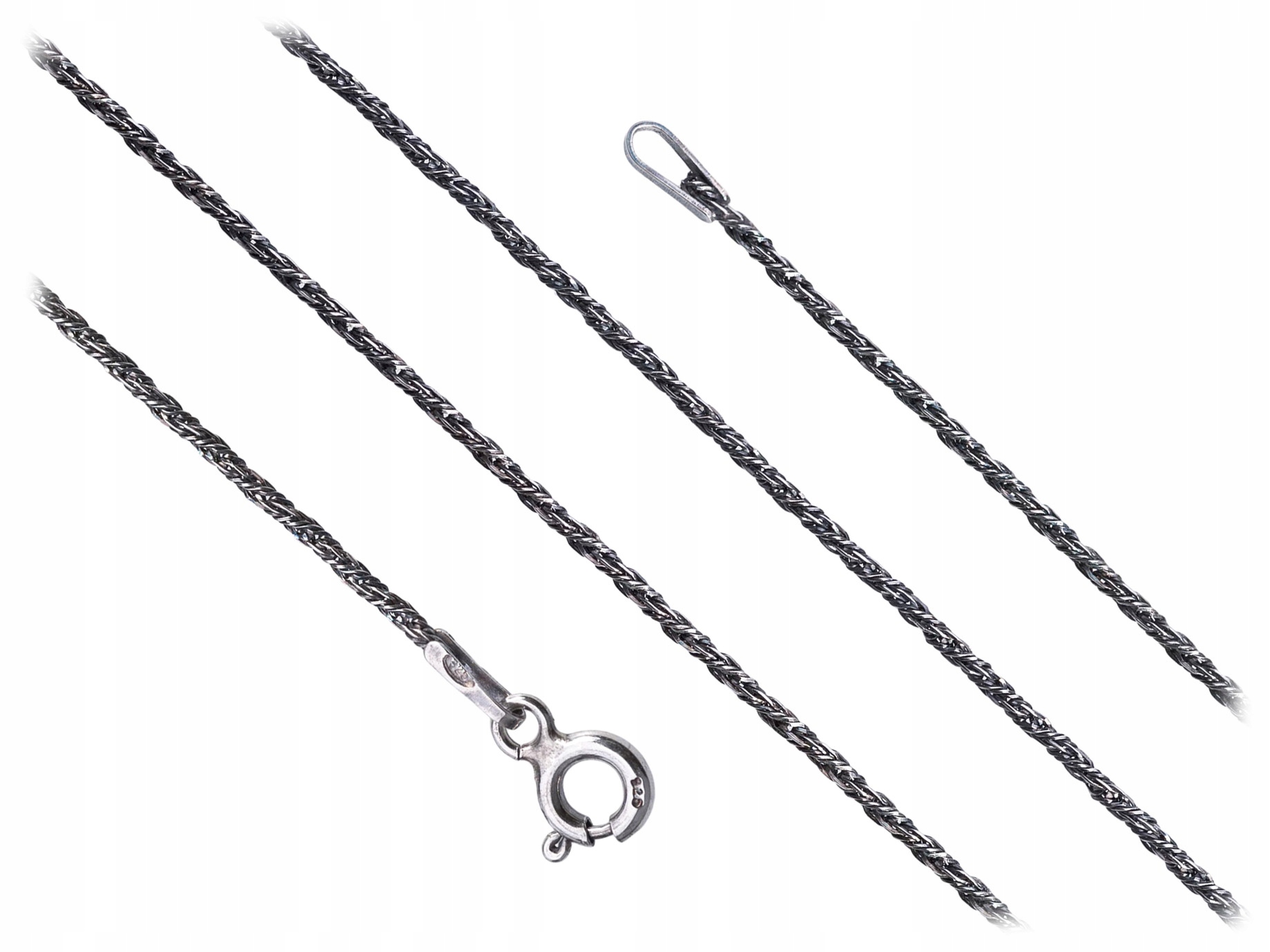 Krátký Stříbrný Oxidovaný Pletený Řetízek Liščí Ocas 1,4mm Choker 40cm