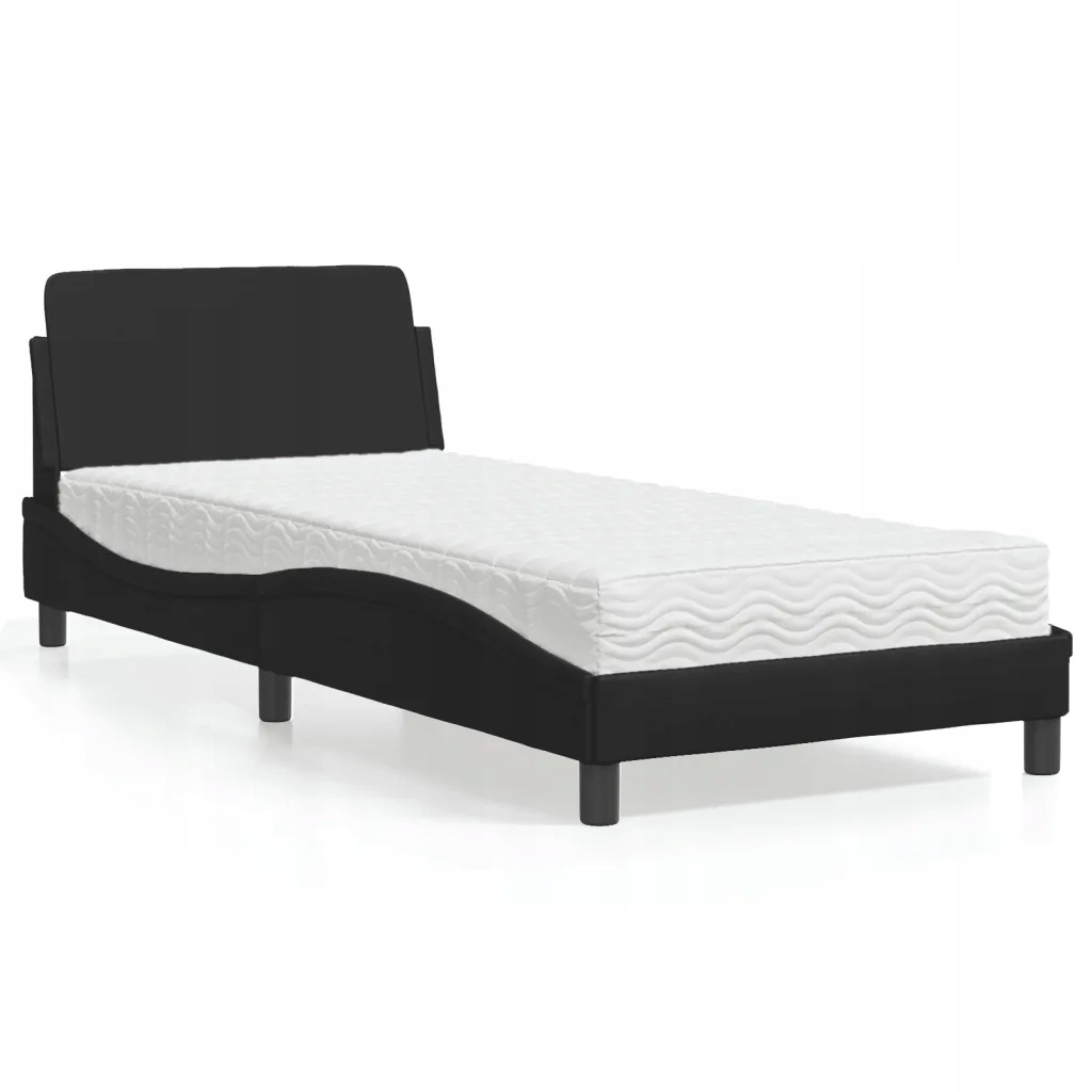 vidaXL Postel s matrací Dover černá 90 x 200 cm umělá kůže
