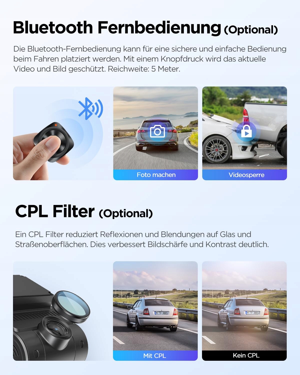 VIOFO A229 Plus 2K Dual Dash Cam Front Rear GPS WiFi Night Vision — miniatura 7