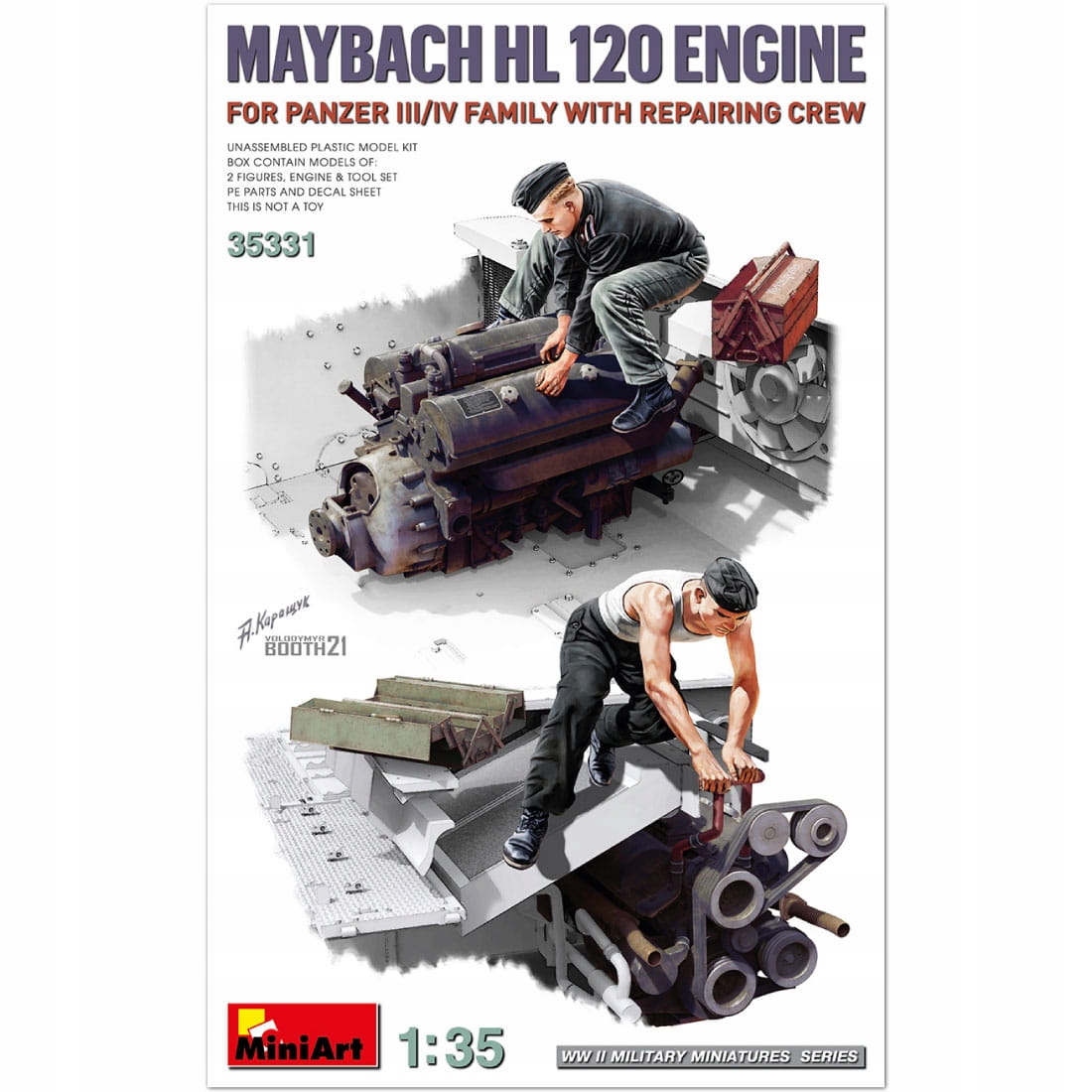 Motor Maybach Hl 120 pro rodinu Panzer III/IV s opravnou posádkou 1:35