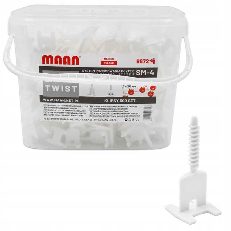 Systém vyrovnávání dlaždic SM-4 Expert Twist Klipsy Klips Fuga 1MM 500kusů