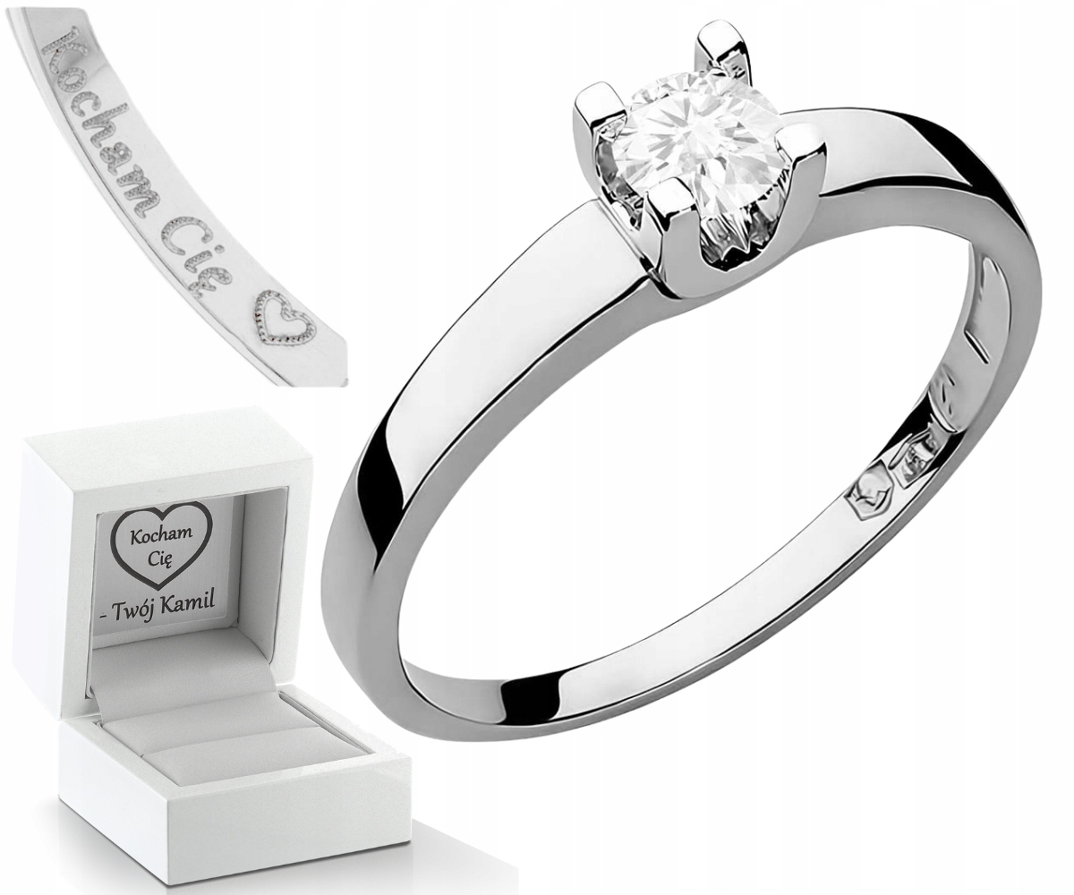 Prstýnek S Laboratorním Briliantem 0,30 Ct Bílé Zlato Gravírování Bonus