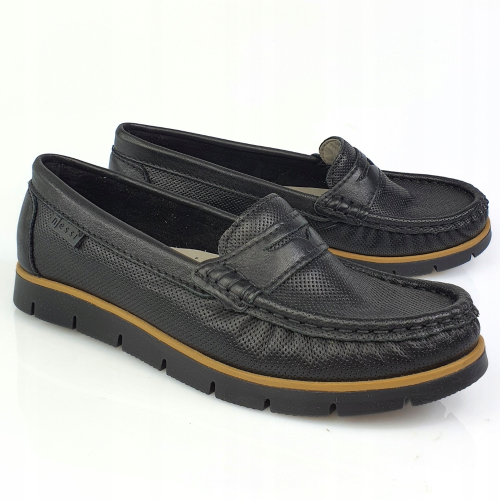 Nessi 76506 765 mokasyny czarne z wzorem skóra r. 41 Kolor czarny