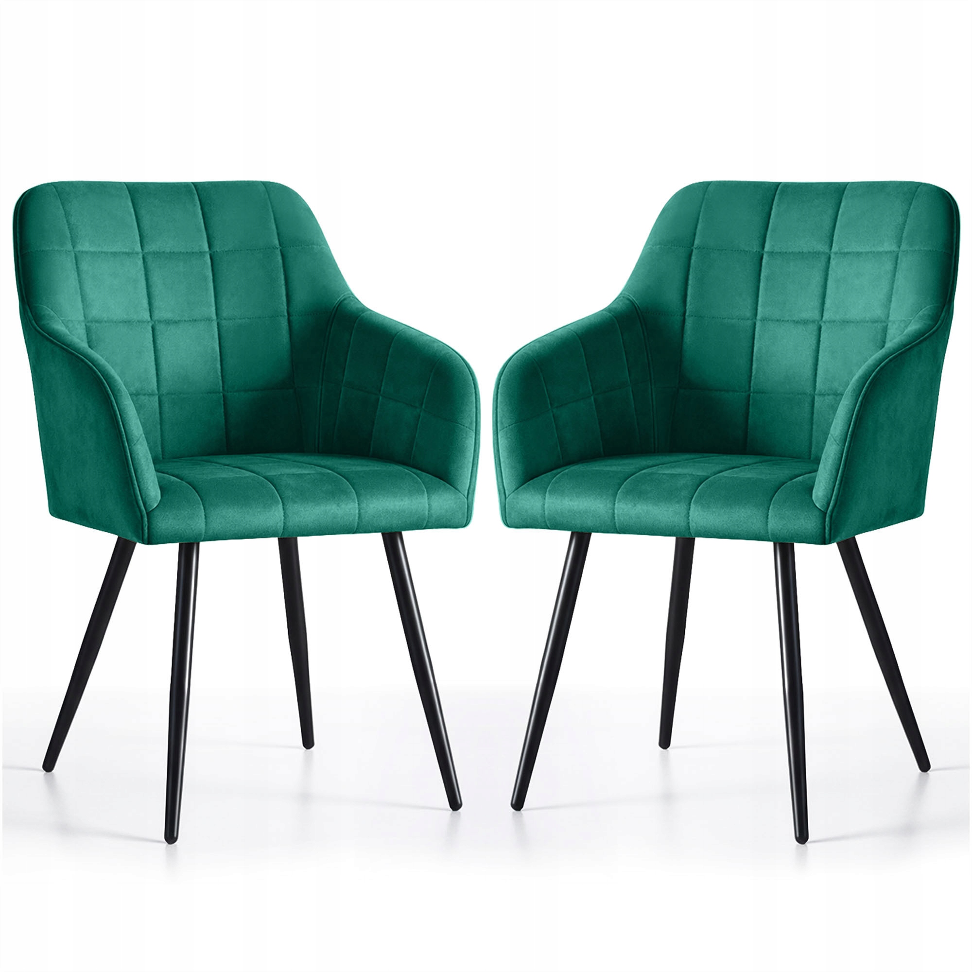 2x Čalouněná židle Luxano 54x58x82 cm Lahvově Zelená Barva, černé nohy