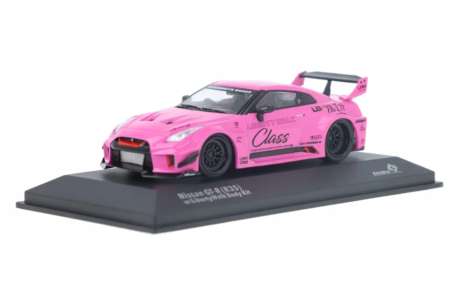 Miniature NISSAN GT-R (R35) LIBERTY WALK SILHOUETTE SILVER AND BLUE ST... 1/43