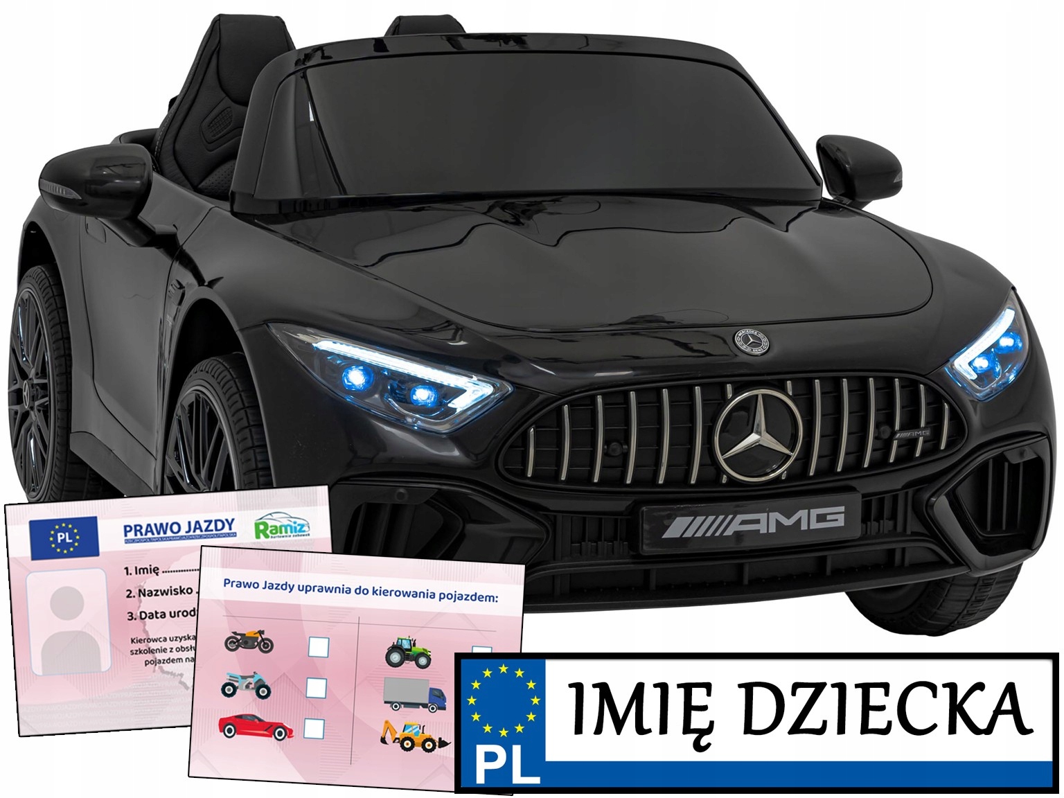 auto na akumulator Mercedes Benz Amg SL63 Tablica Imienna prawo jazdy Pilot