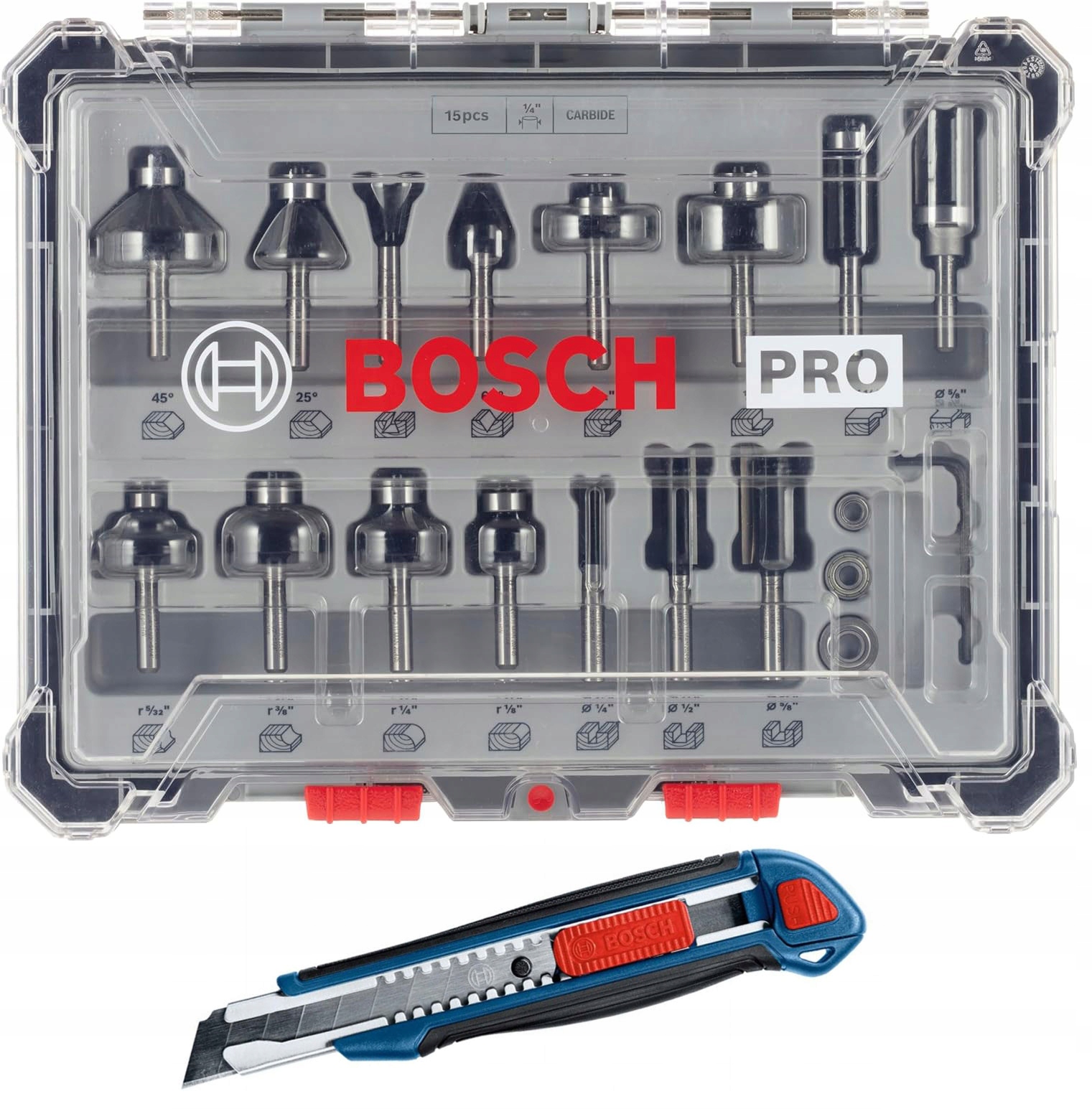 Bosch Sada 15 fréz na dřevo s rukojetí 8 mm 2607017472 nůž Bosch