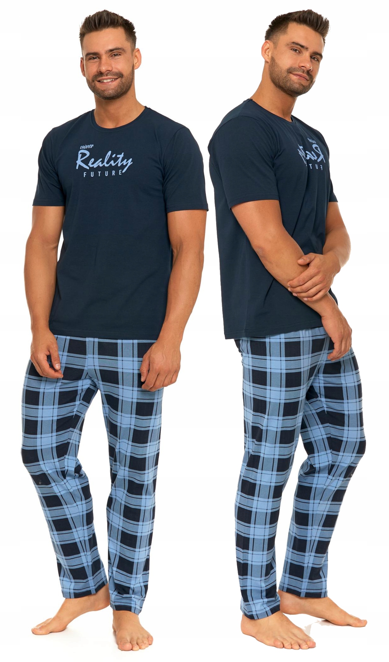 Pánské pyžamo s krátkým rukávem, kalhoty kostkované Moraj 3XL