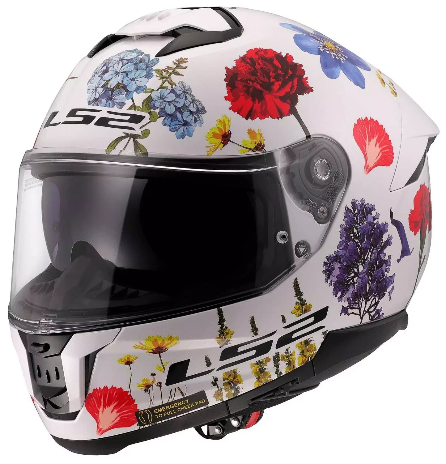 LS2 FF808 Stream II Flowers Biela Motocyklová Prilba Integrálna