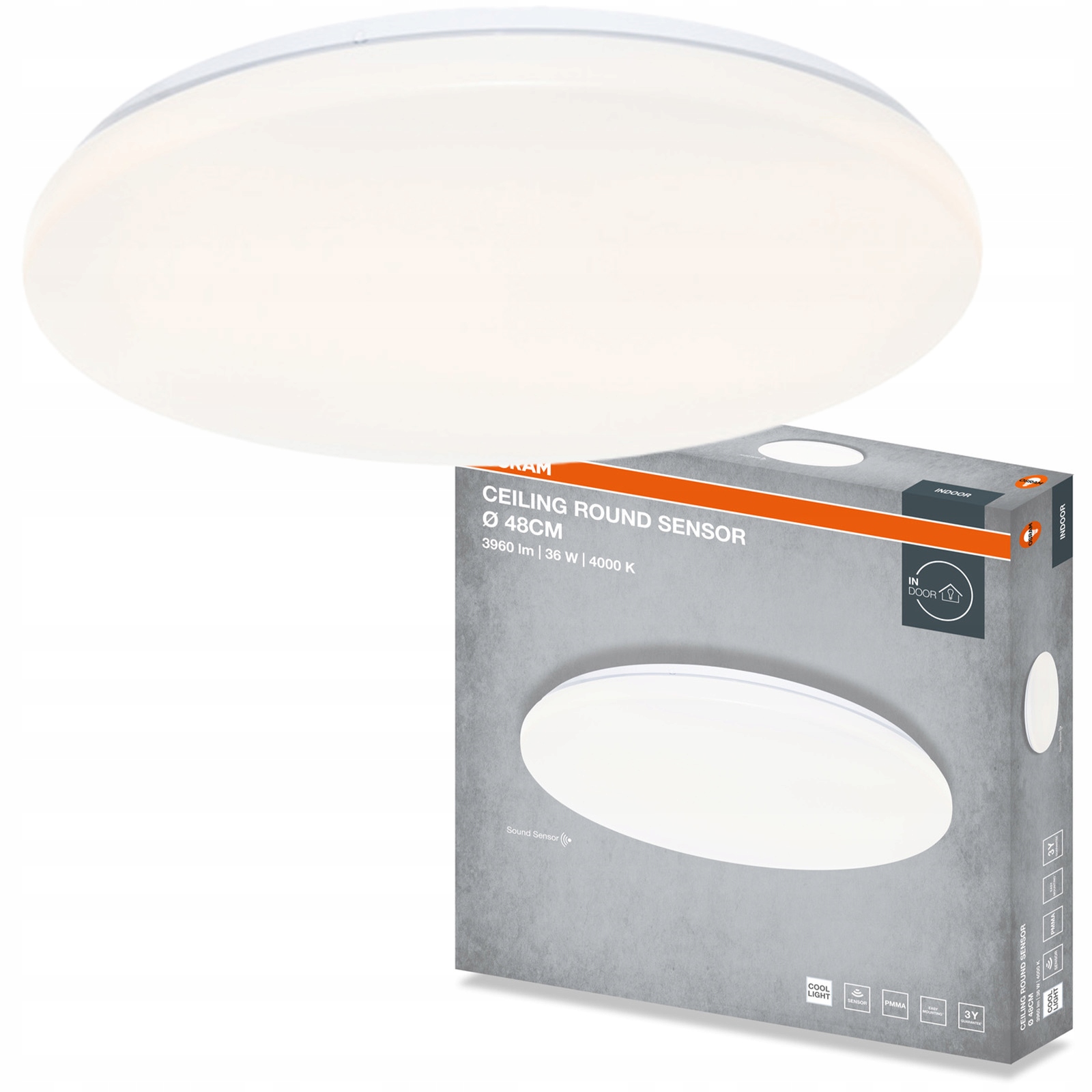 Stropní Svítidlo Led Stropní Svítidlo Nástěnné svítidlo se senzorem 36W 2880lm 4000K