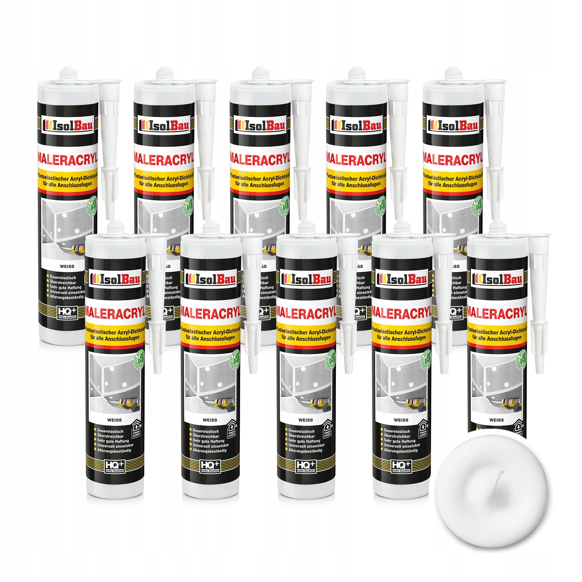 Akryl Bílý Akrylový Těsnicí prostředek 10x300 ml Elastický Univerzální Německý