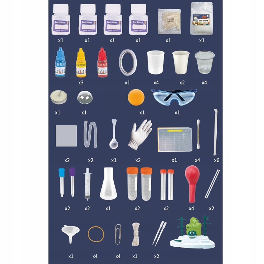 DUŻY ZESTAW MAŁY CHEMIK NAUKOWY WYBUCH PIANY 30 EKSPERYMENTÓW LABORATORIUM Materiał inny