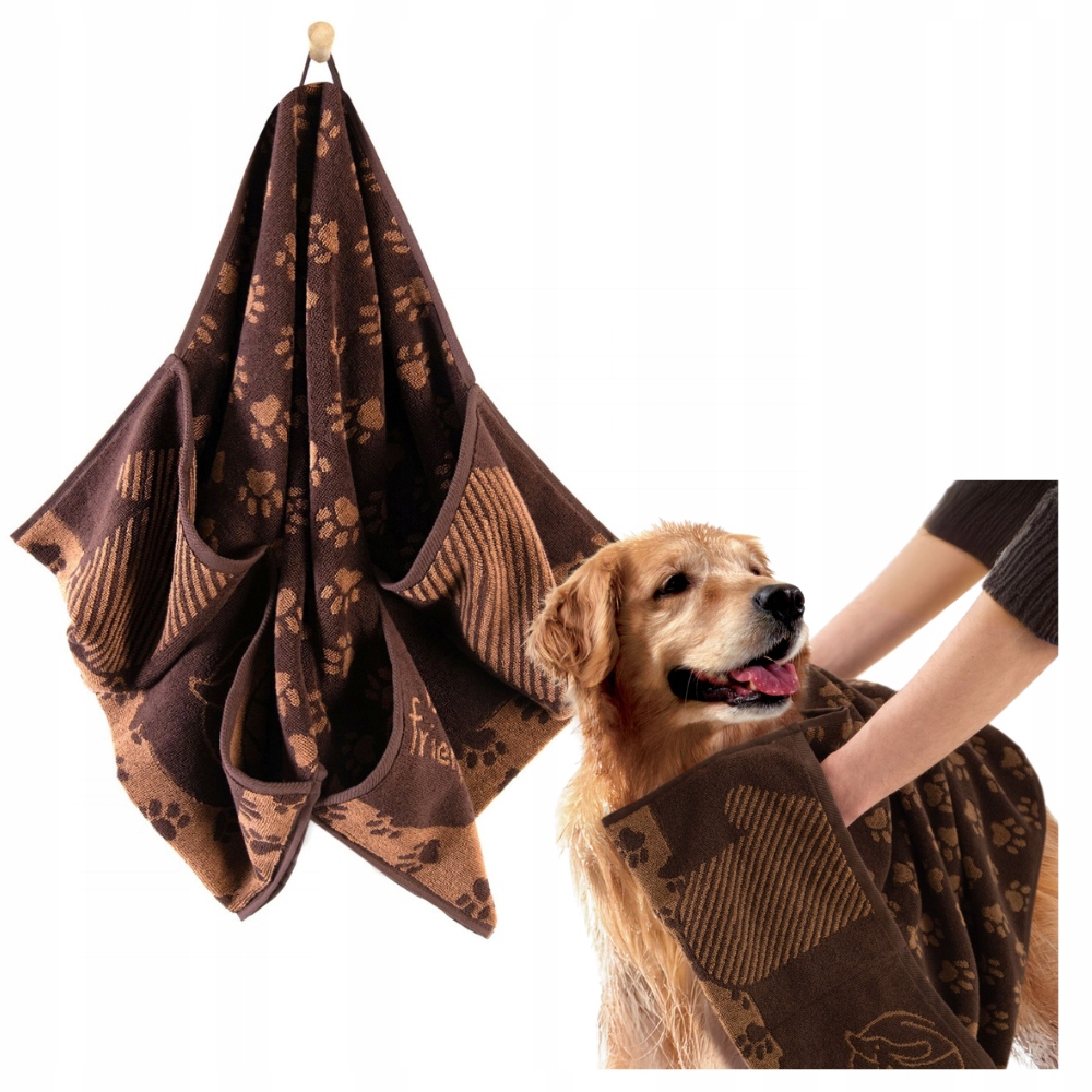 Levně Zwoltex Best Friend ručník pro psa mazlíčka s kapsami hnědý 400g 50x100