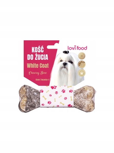 4x Lovi Food Žvýkací kost pro bílého psa, s treskou S 12 cm