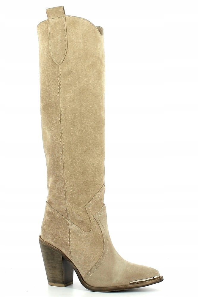Carinii B7594 Kozačky Klasická Kůže Béžová 39