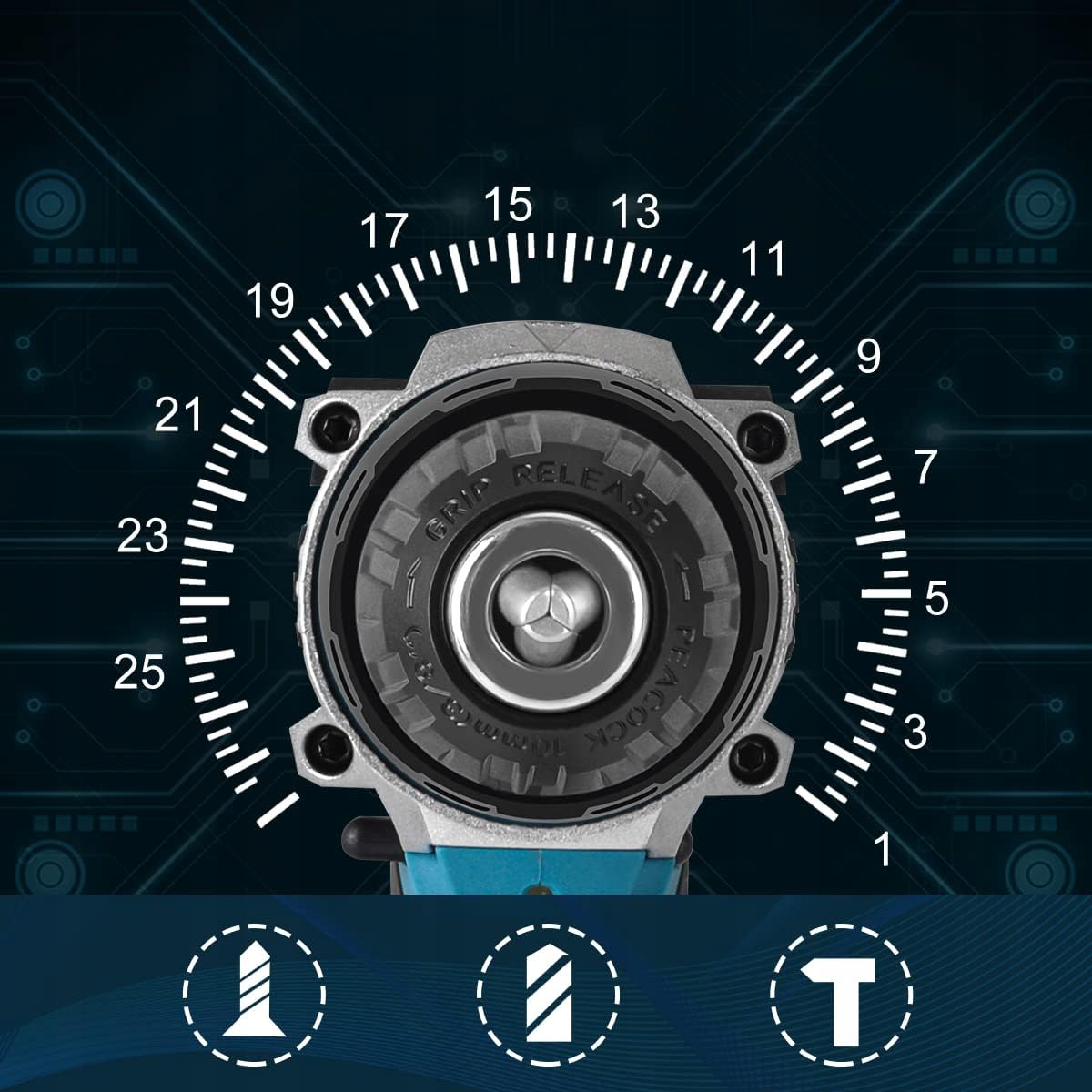 WIERTARKA UDAROWA ELEKTRYCZNA BEZPRZEWODOWY II BIEGI 1500RPM Z LED Rodzaj wiertarko-wkrętarka
