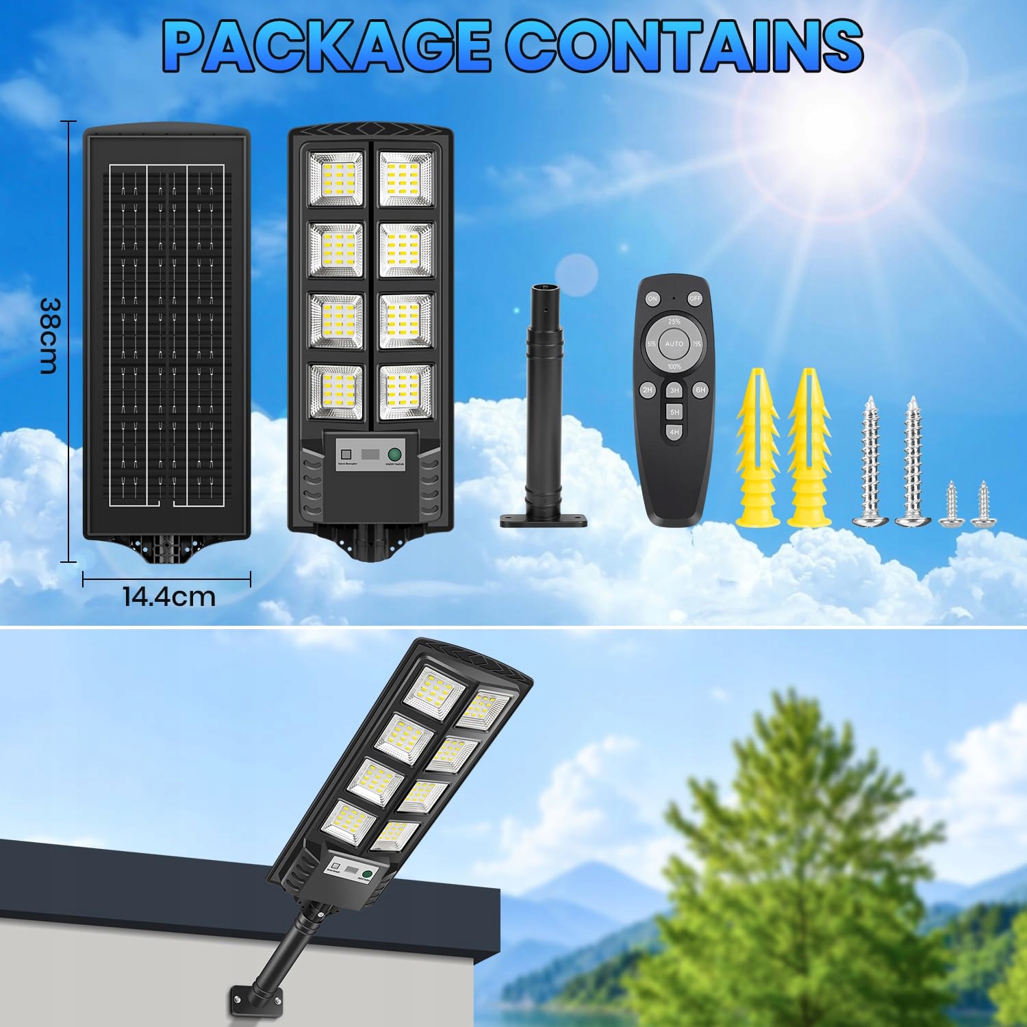Lampy Solarne Z Pilotem Z Czujnikiem Ruchu 4 Sztuki IP66 VOPHICHO — miniatura 7