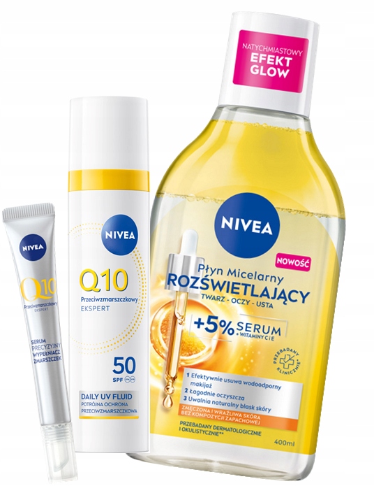Nivea Q10 Protivráskový vyplňovač Fluid Spf 50 Micelární voda