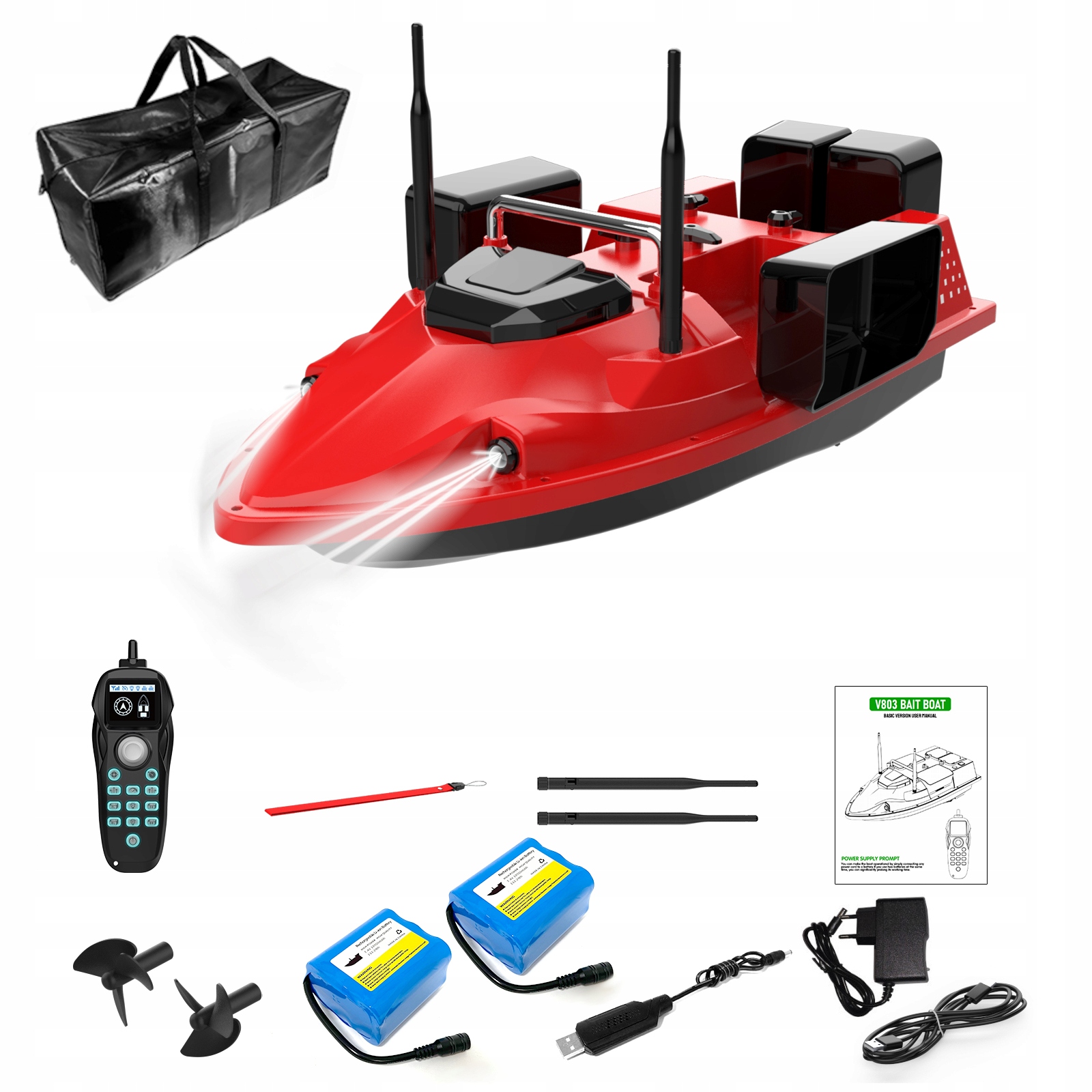 Łódka Zanętowa Flytec V803 4X Podajniki 2XAKU 18000mAh