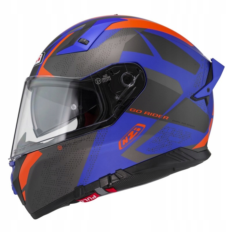 Motocyklová prilba Nzi Go Rider Stream Duo Trident Blue Antracite Orange S