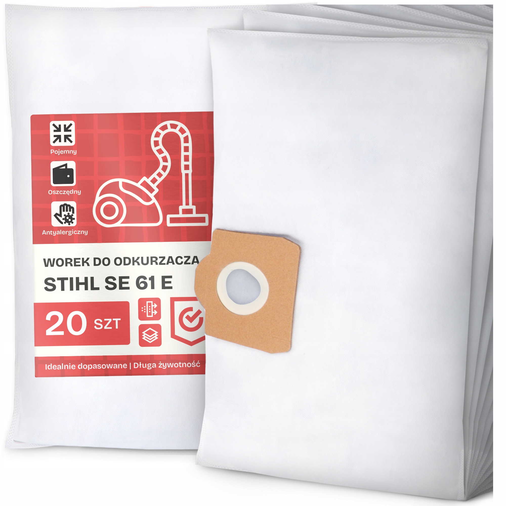 20 x Sáček do Vysavače Stihl Se 61 E Syntetický Textilní Prostorný Sáčky