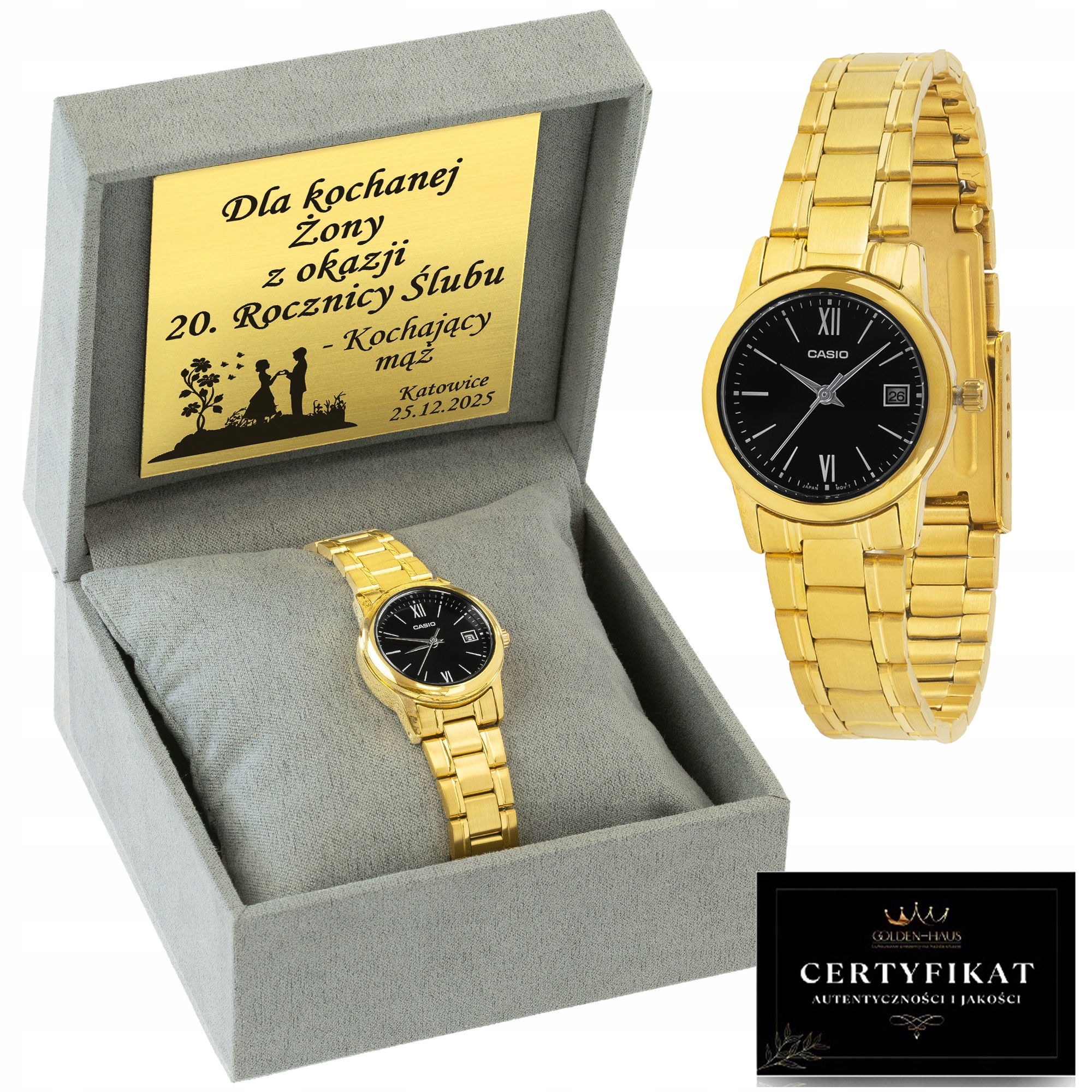 Hodinky Casio Zlaté, Pozlacené 24KARÁTOVÝM Pravým Zlatem Gravírování