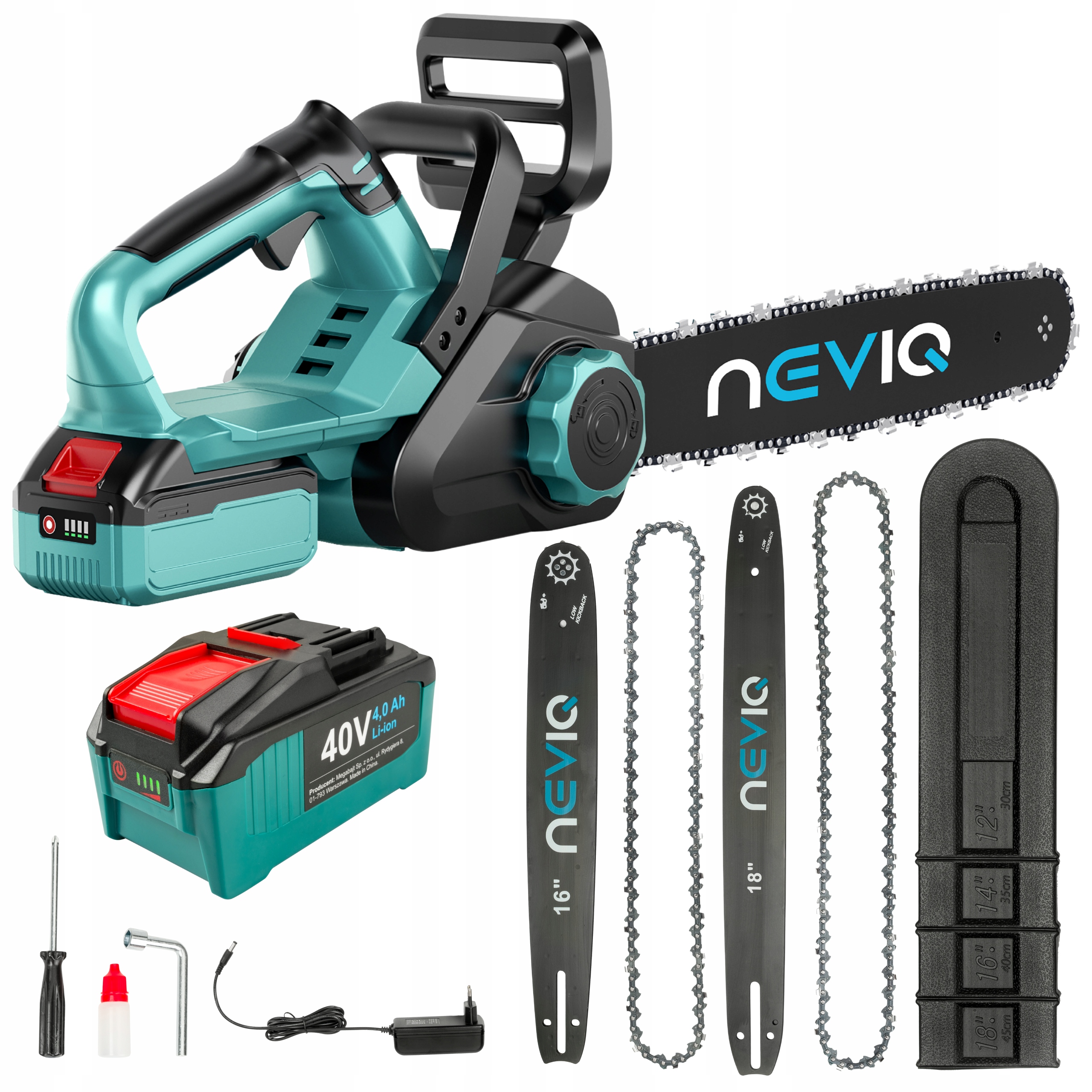 Piła Łańcuchowa Pilarka Akumulatorowa Gałęziówka Mocna 5000W 18" Neviq