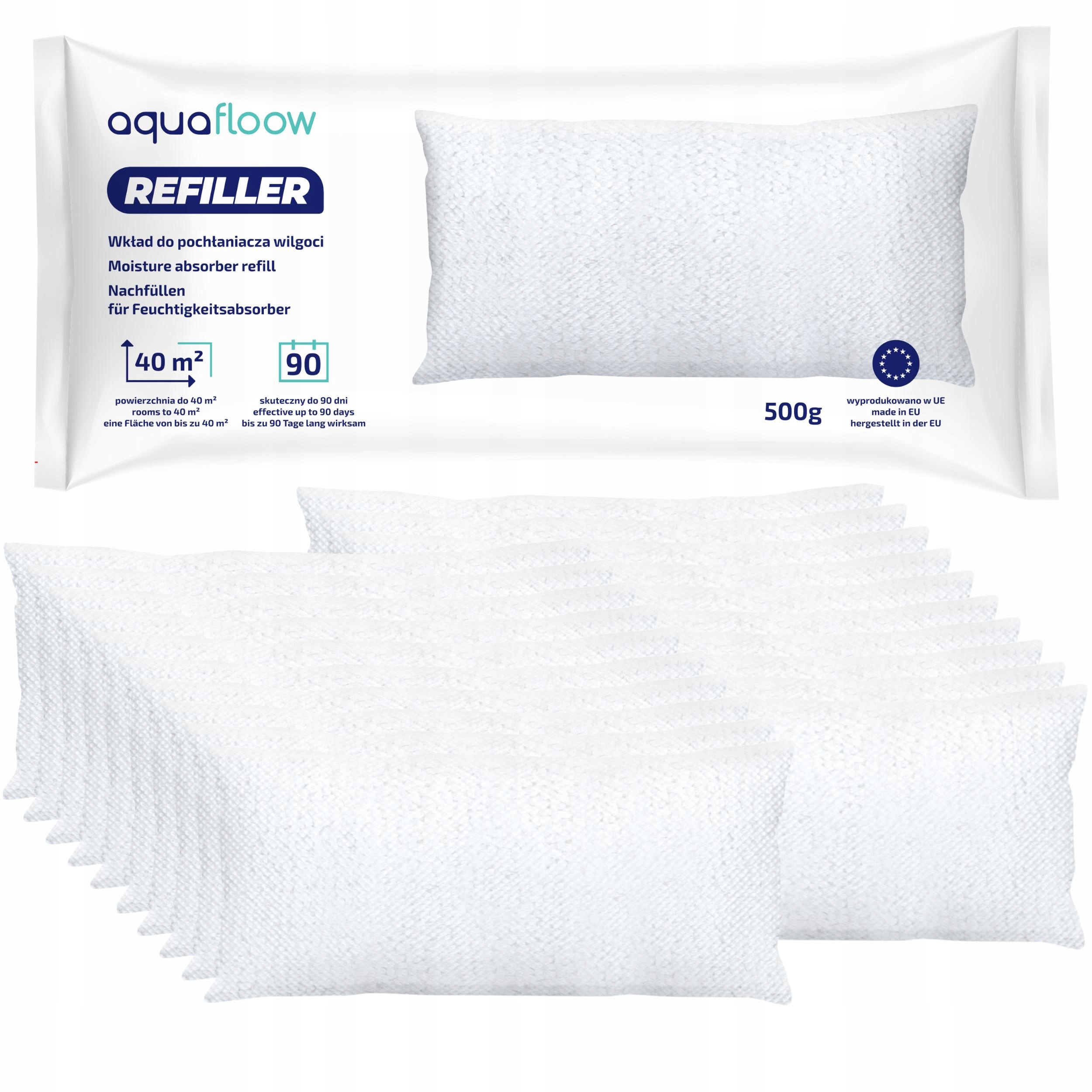 Silné náplně do pohlcovače vlhkosti do domu 20 x 500 g AquaFloow Refiller