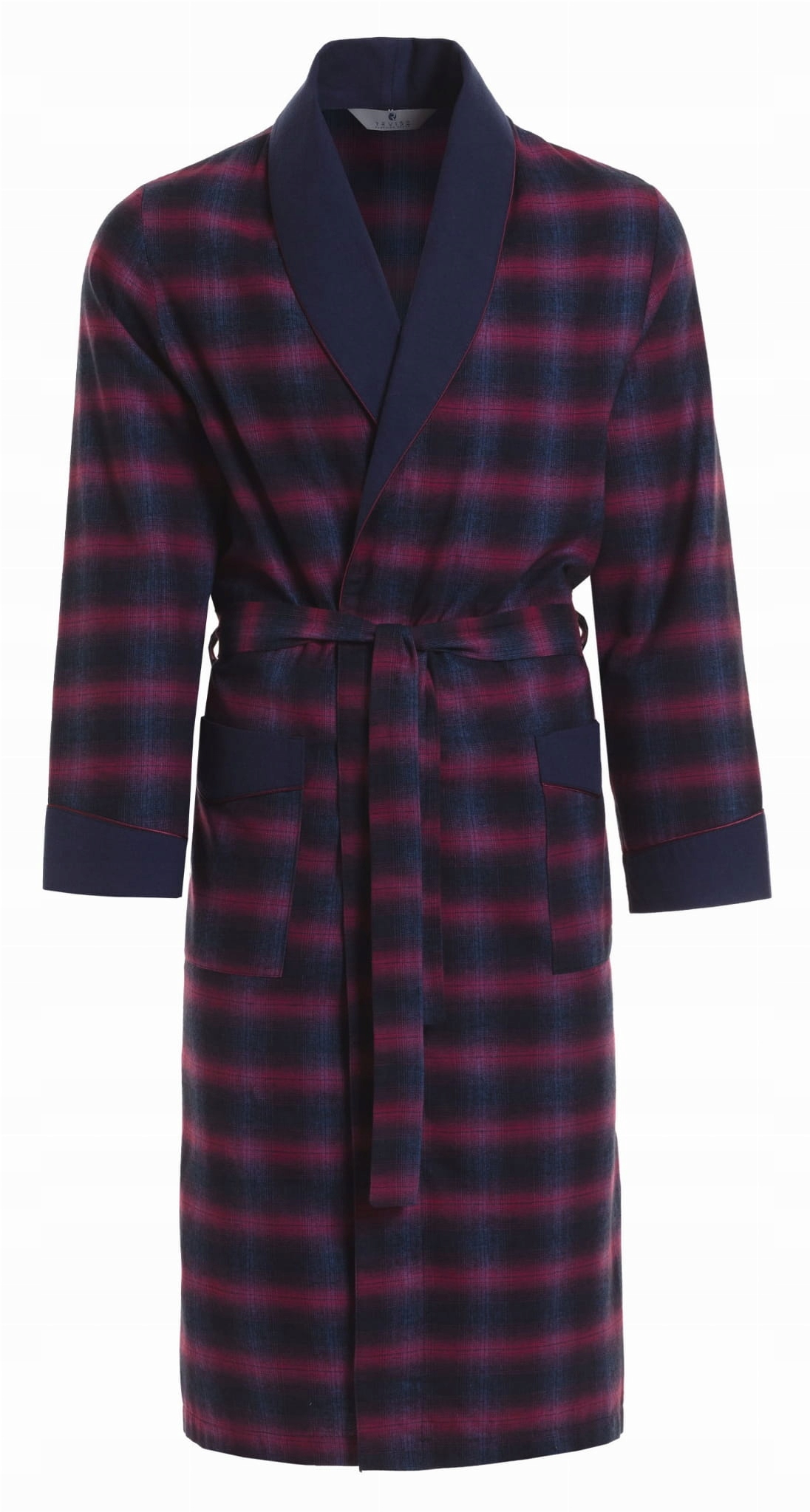 Tenký bavlněný župan s kostkovaným vzorem RE-501 Bordó 1055 M