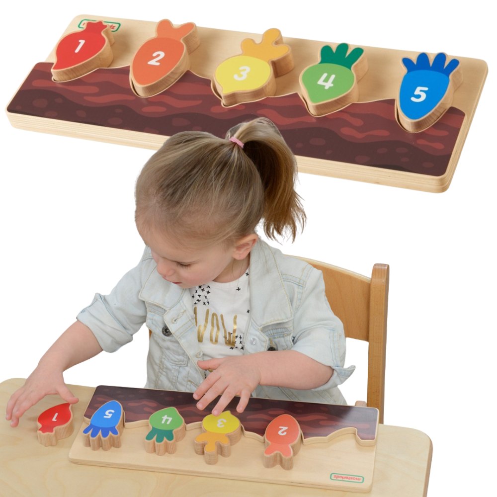 Edukacyjna Grządka Warzywa Sorter Drewniany Nauka Liczenia Stem Masterkidz