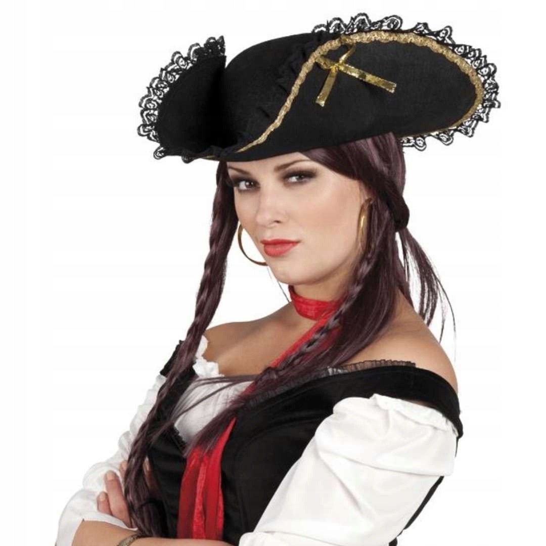 

Trikorn pirata Kapelusz Piracki czarny z koronką