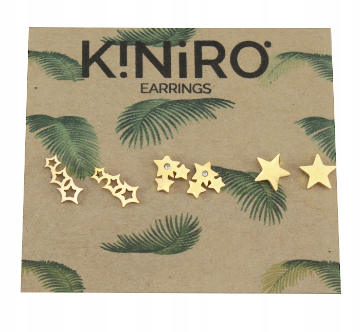 KOLCZYKI ZŁOTE STAL CHIRURGICZNA 3 PARY STARS