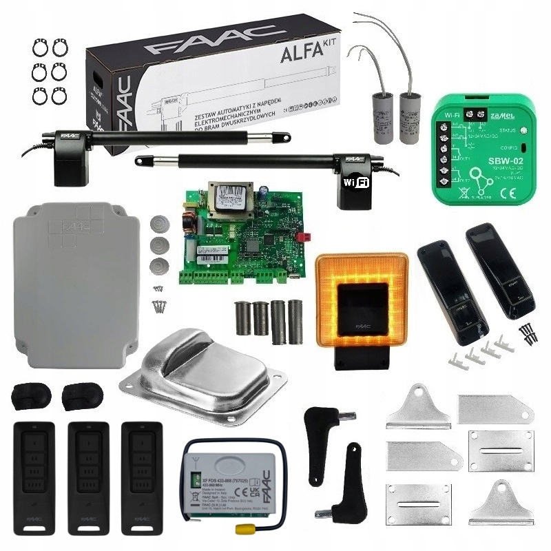 Комплект FAAC ALFA 414 для ворот 6 м XLED лампа WIFI SUPLA дверной стоп