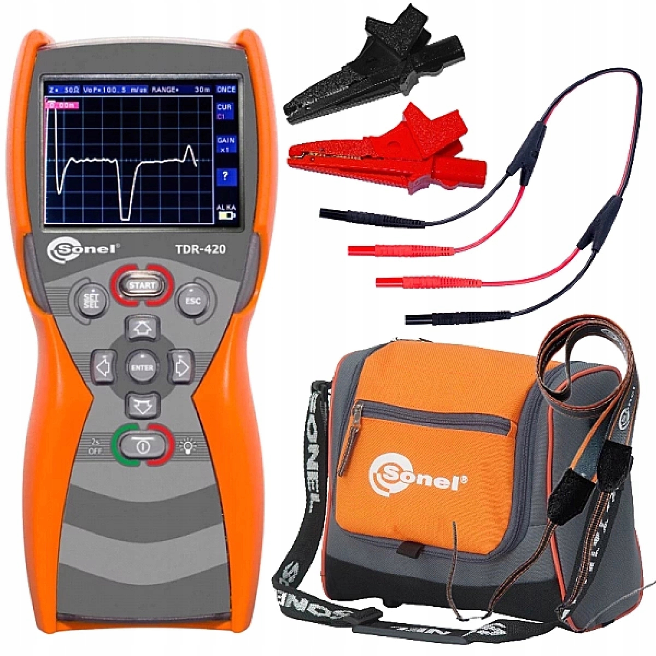 Sonel TDR-420 Digitální reflektor Impulsní lokátor Příslušenství Taška