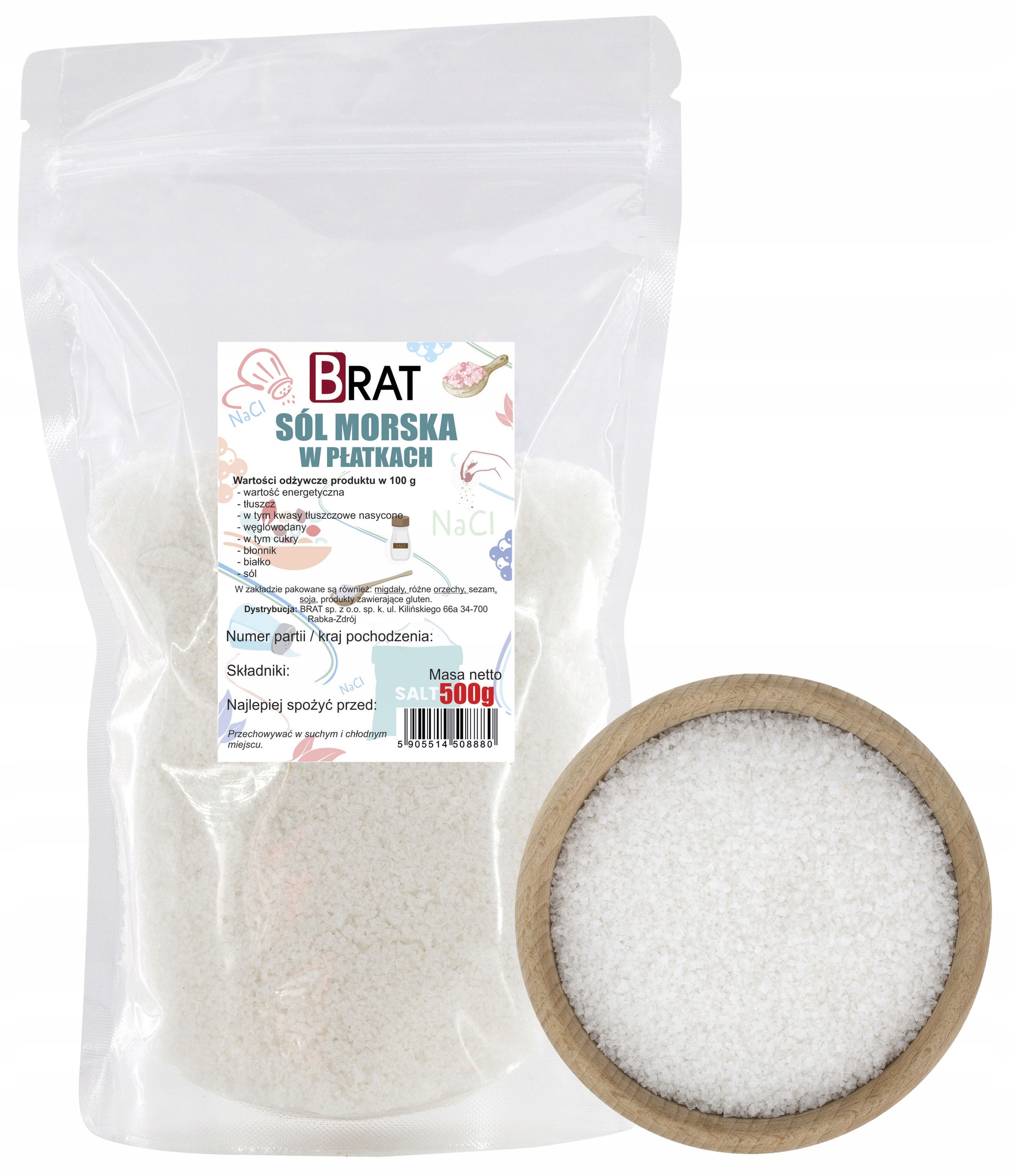 SÓL MORSKA W PŁATKACH 500g See salt naturalna