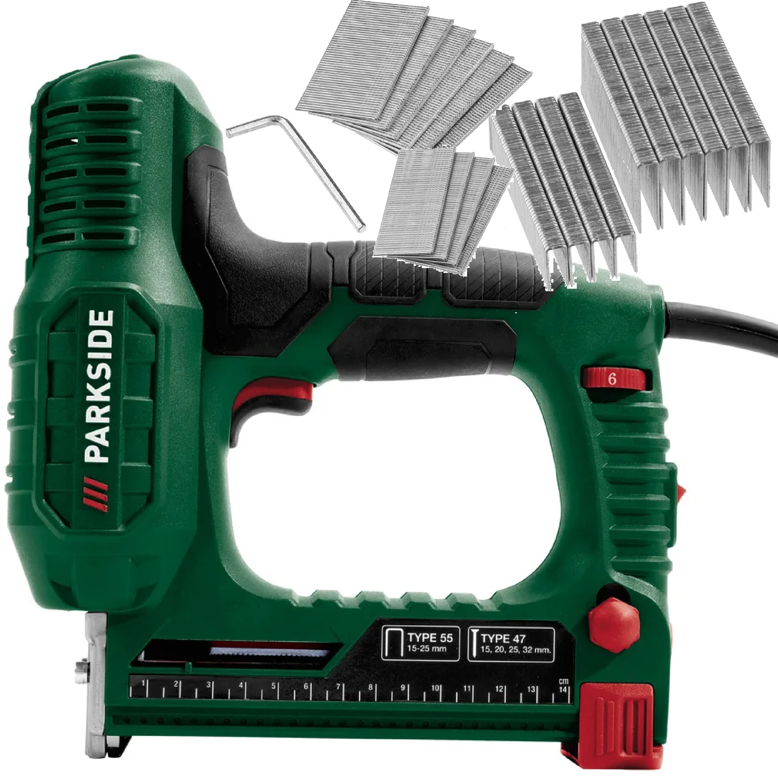 Parkside Zszywacz elektryczny Pet 25 Taker gwoździarka 2w1 70W osprzęt