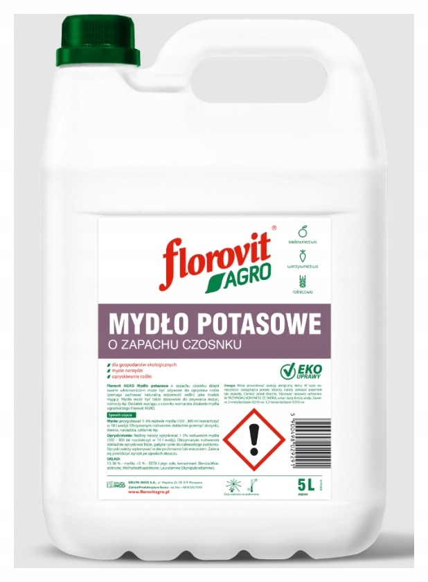 Florovit Agro mydło Potasowe 5 l. mydło o zapachu czosnku